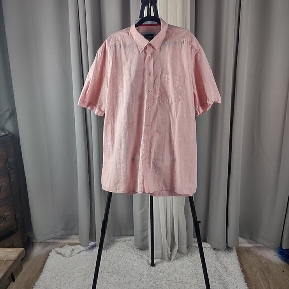 Casa Moda 100% Cotton Pink Pattern Short Sleeve Casual Fit Button Down Size 3XL - Picture 1 of 12